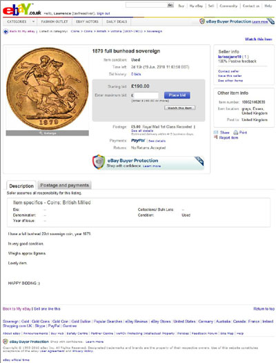 larissajane10 1879 full bunhead sovereign eBay Auction Listing